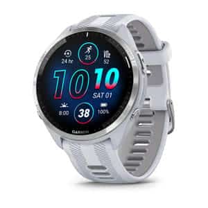 GARMIN Forerunner® 965, Whitestone met titanium rand en Whitestone/Powder Grey siliconen band