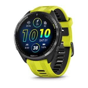 GARMIN Forerunner® 965, Zwart met Carbon Grey DLC titanium rand met Amp Yellow/zwarte siliconen band