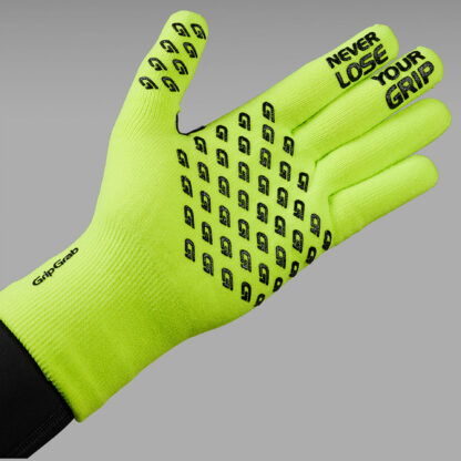 Gripgrab Gloves Waterproof Knitted Thermal Yellow Hi-Vis - Afbeelding 2