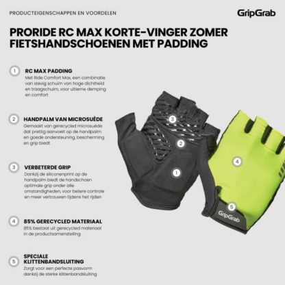 Gripgrab Gloves ProRide RC Max met padding  Yellow HiVis - Afbeelding 2
