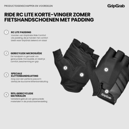 Gripgrab Gloves Ride RC Lite met padding Black - Afbeelding 2